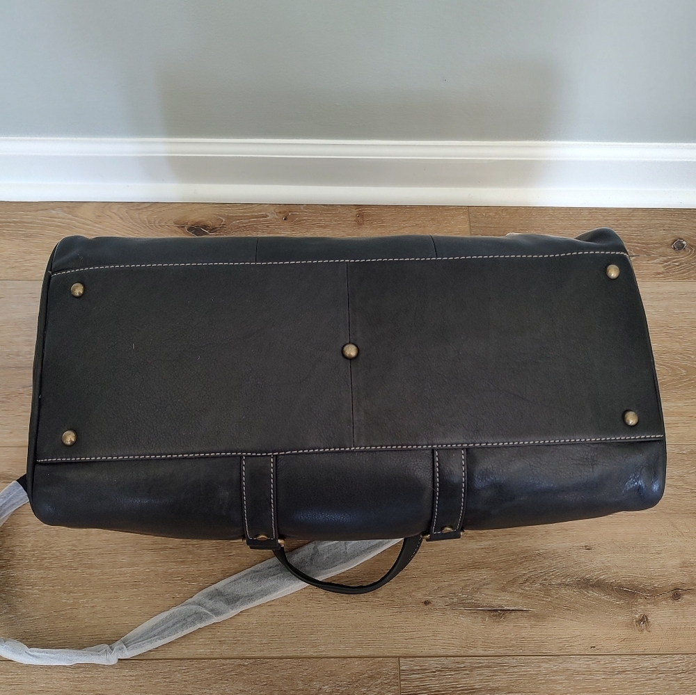 American Leather Co. Arlington Weekender Zip Shoulder Bag Black Smooth NWT - Picture 11 of 11